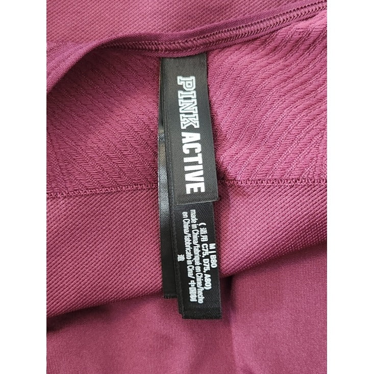 Pink Active Burgundy Plum Ribbed Sports Bra Size Medium