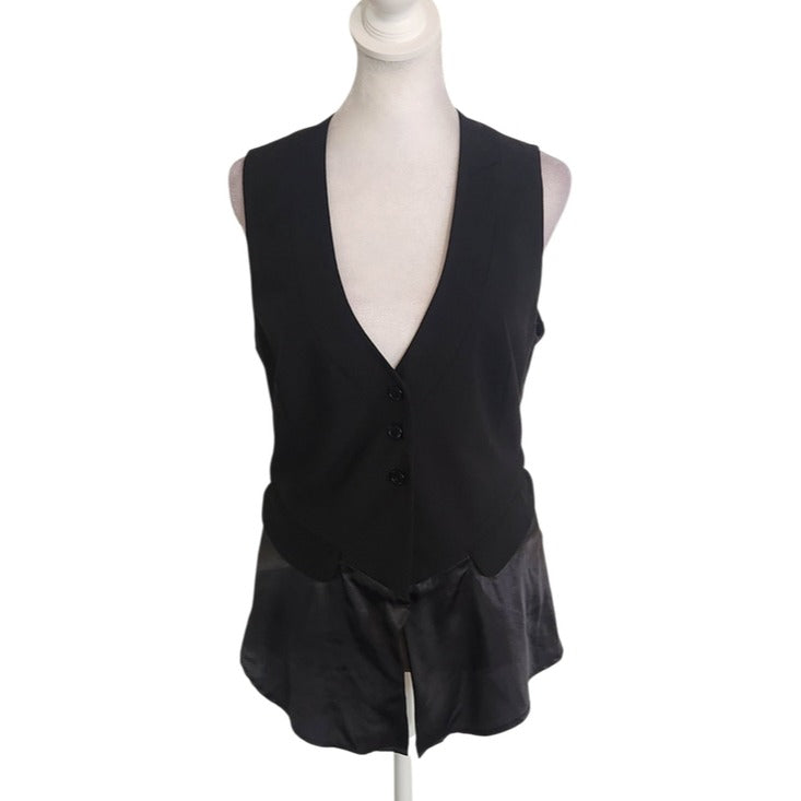 BCBGMaxAzria Black V-Neck Vest Size Small