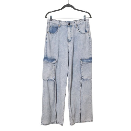 Sincerely Jules Light Wash Baggy Cargo Wide Leg Jeans Size 29
