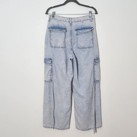 Sincerely Jules Light Wash Baggy Cargo Wide Leg Jeans Size 29