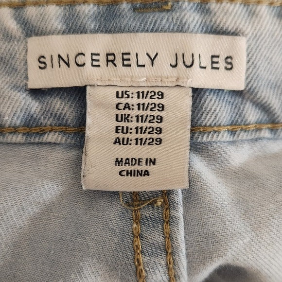 Sincerely Jules Light Wash Baggy Cargo Wide Leg Jeans Size 29