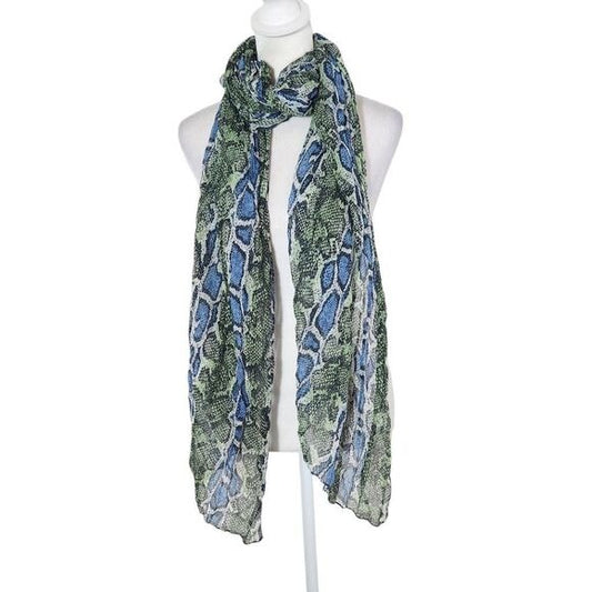 Colorful Snakeskin Scarf Blue and Green Wrap Scarf with Beautiful Snakeskin Prin