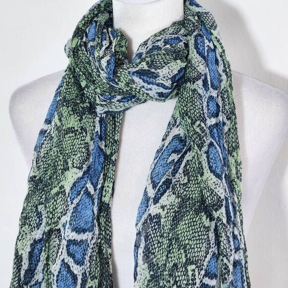 Colorful Snakeskin Scarf Blue and Green Wrap Scarf with Beautiful Snakeskin Prin