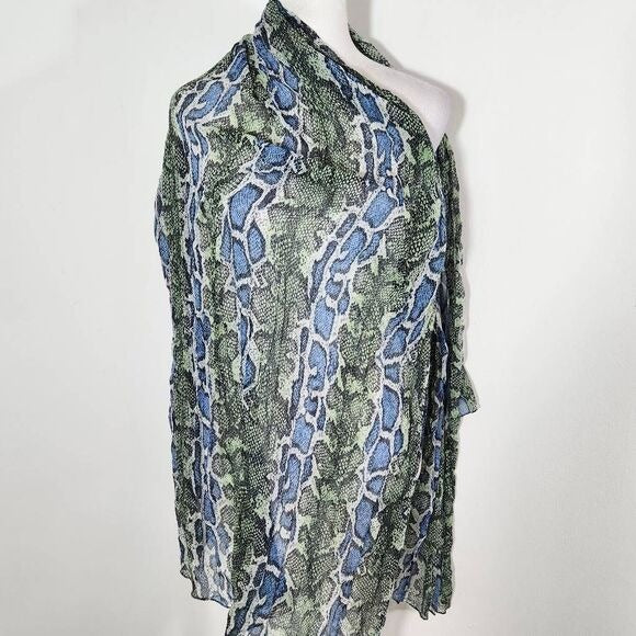 Colorful Snakeskin Scarf Blue and Green Wrap Scarf with Beautiful Snakeskin Prin