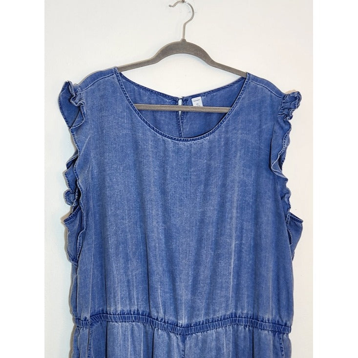 Old Navy Sleeveless Cropped Chambray Wide Leg Jumpsuit Size XXL