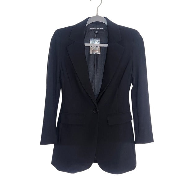 Boston Proper Classic Black Blazer Size 0 NWOT