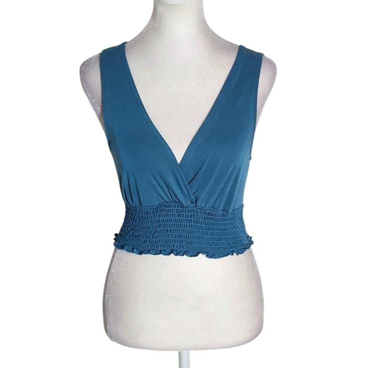 Urban Outfitters Sleeveless Blue Smocked Crop Top Size XS