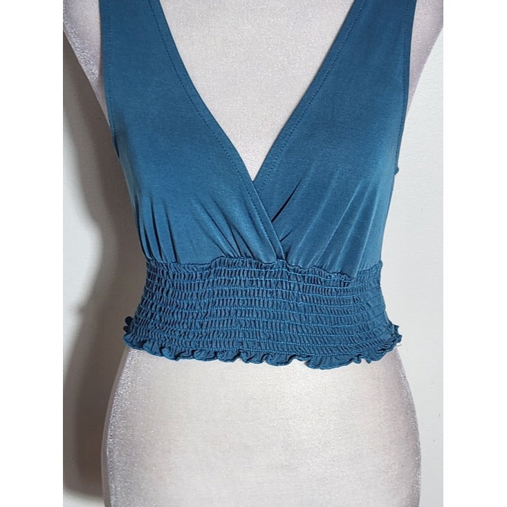 Urban Outfitters Sleeveless Blue Smocked Crop Top Size XS
