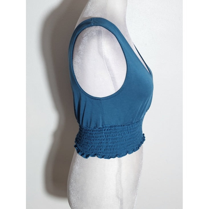 Urban Outfitters Sleeveless Blue Smocked Crop Top Size XS