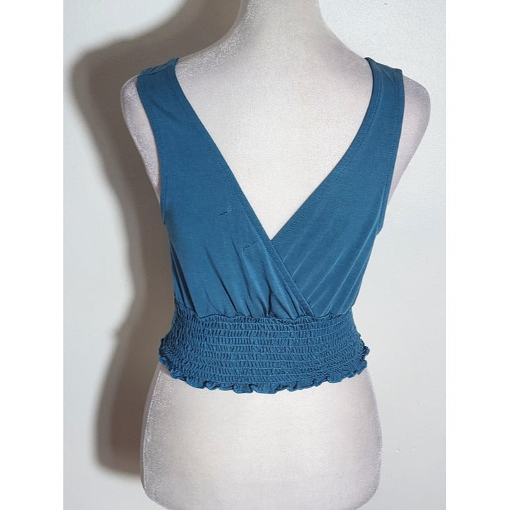 Urban Outfitters Sleeveless Blue Smocked Crop Top Size XS