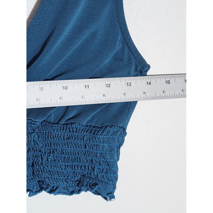 Urban Outfitters Sleeveless Blue Smocked Crop Top Size XS