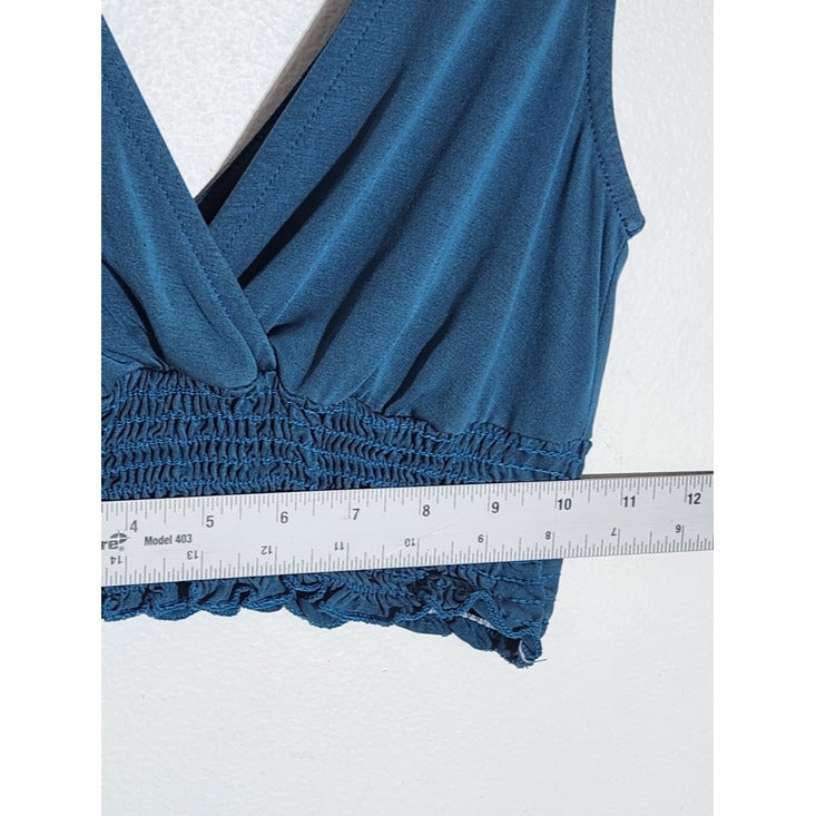 Urban Outfitters Sleeveless Blue Smocked Crop Top Size XS