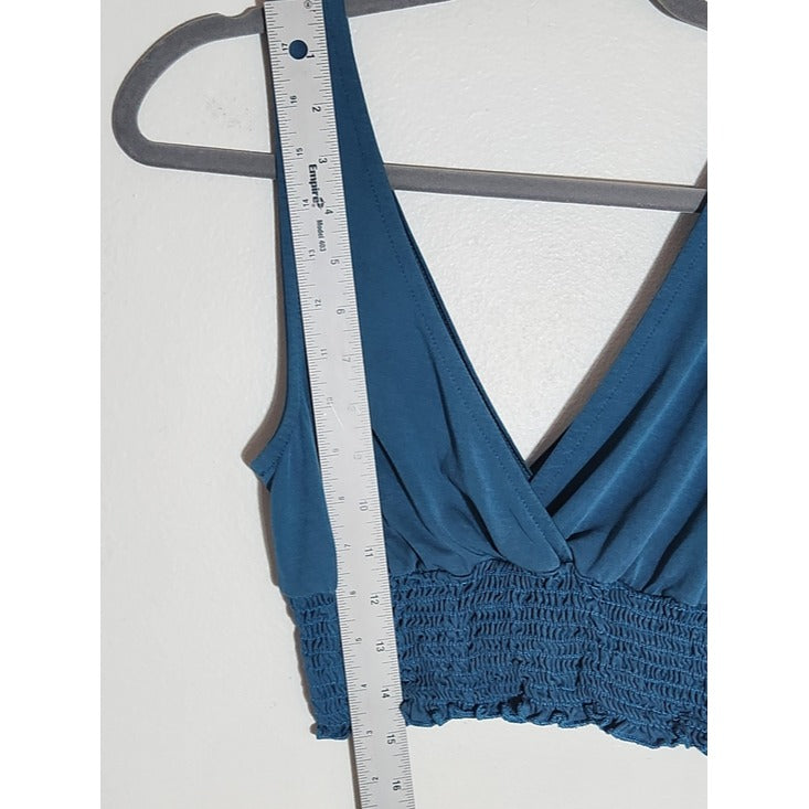 Urban Outfitters Sleeveless Blue Smocked Crop Top Size XS
