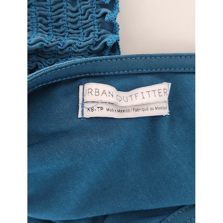 Urban Outfitters Sleeveless Blue Smocked Crop Top Size XS