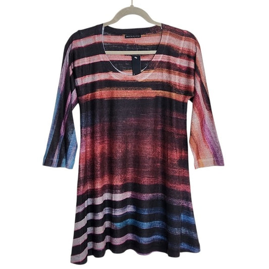 Nally & Millie Multi-Color Abstract Stripe Tunic Size Small NWT