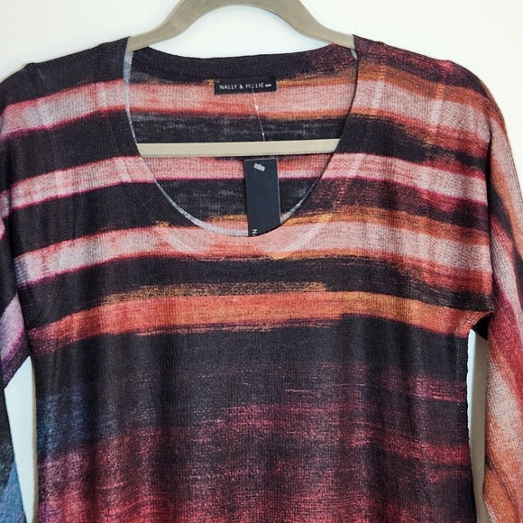 Nally & Millie Multi-Color Abstract Stripe Tunic Size Small NWT