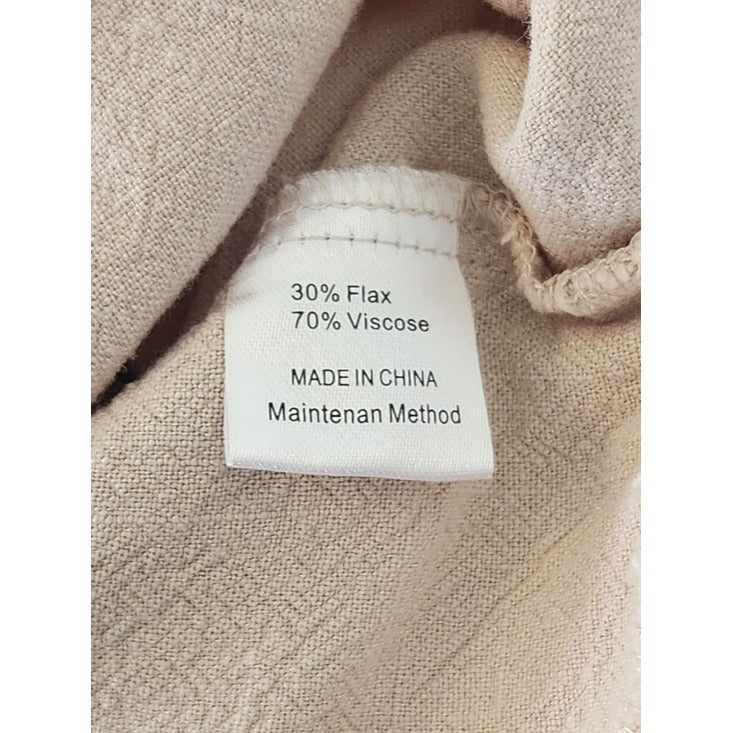 Anrabess Beige V-neck Wide Leg Jumpsuit Size Large