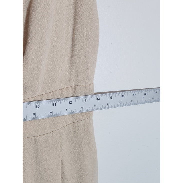 Anrabess Beige V-neck Wide Leg Jumpsuit Size Large
