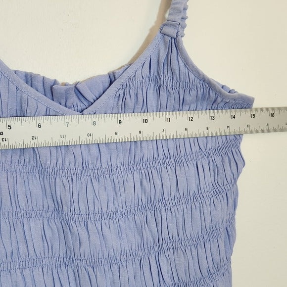 GLAM Sky Blue Smocked Crop Top Size Large NWT
