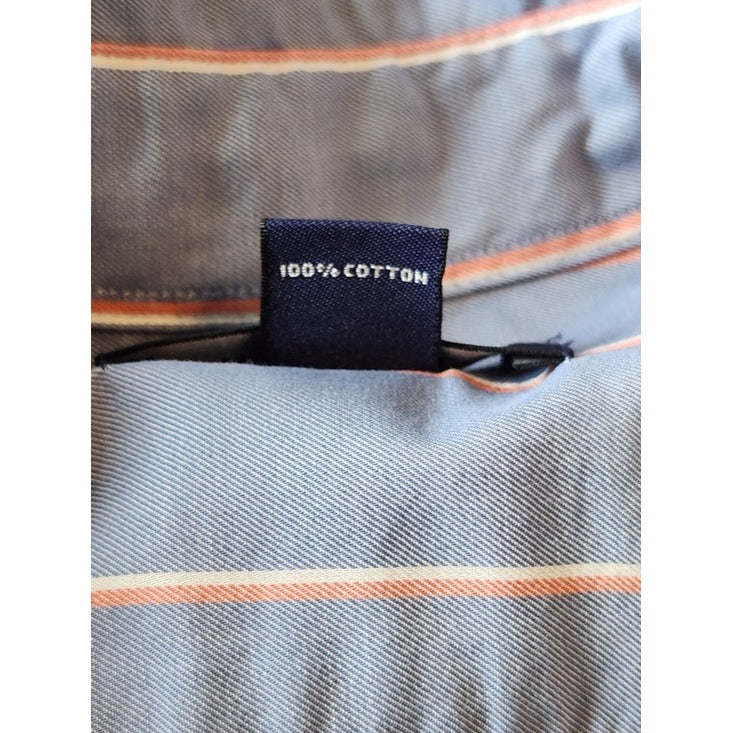 Lands' End Light Blue Striped Button Down Dress Shirt Size Large 18-18.5