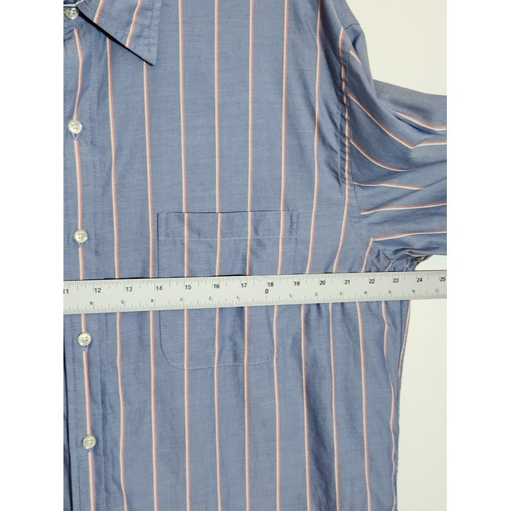 Lands' End Light Blue Striped Button Down Dress Shirt Size Large 18-18.5