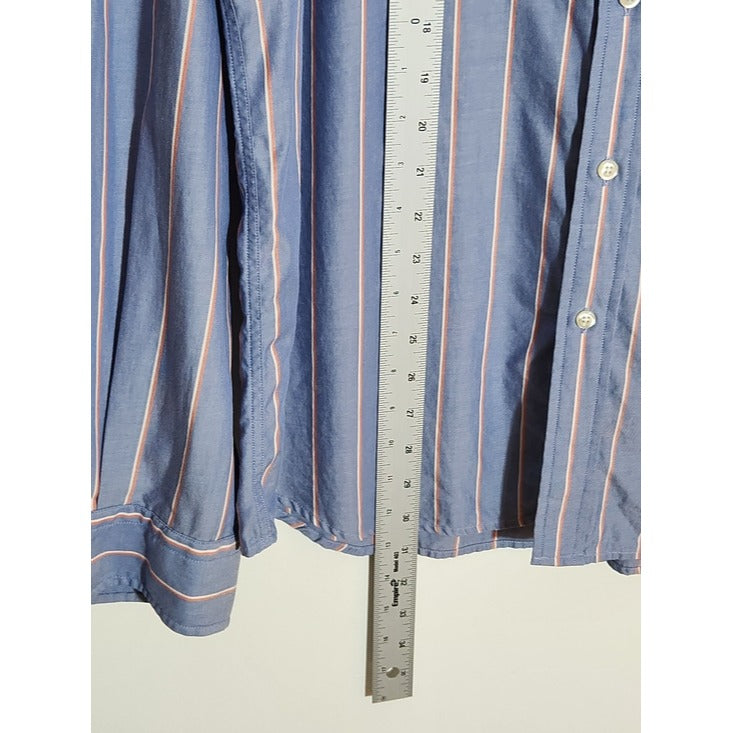 Lands' End Light Blue Striped Button Down Dress Shirt Size Large 18-18.5