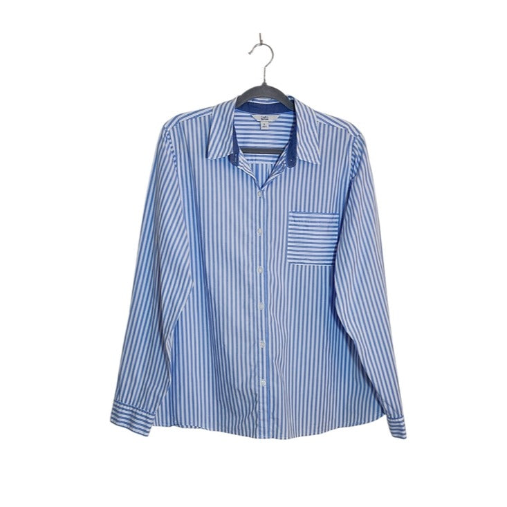 Croft & Barrow Blue and White Stripe Button Down Shirt Size XL