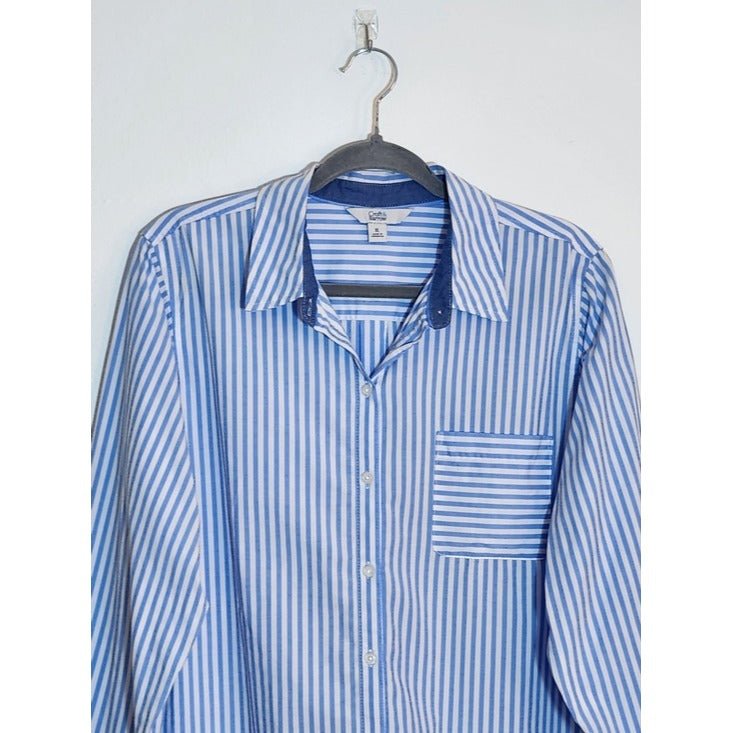 Croft & Barrow Blue and White Stripe Button Down Shirt Size XL