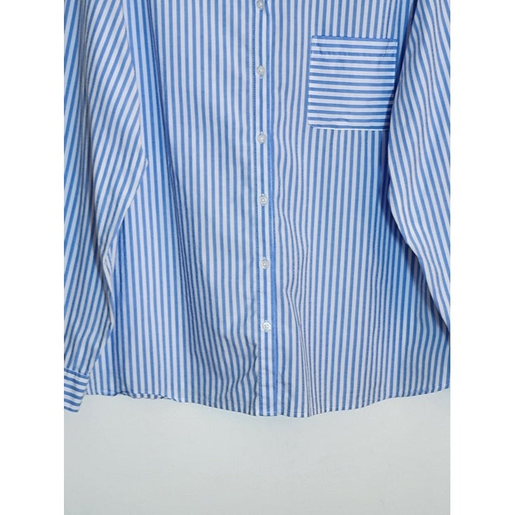 Croft & Barrow Blue and White Stripe Button Down Shirt Size XL