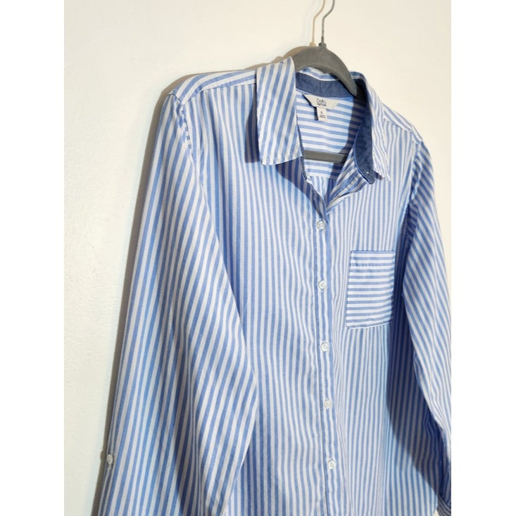 Croft & Barrow Blue and White Stripe Button Down Shirt Size XL