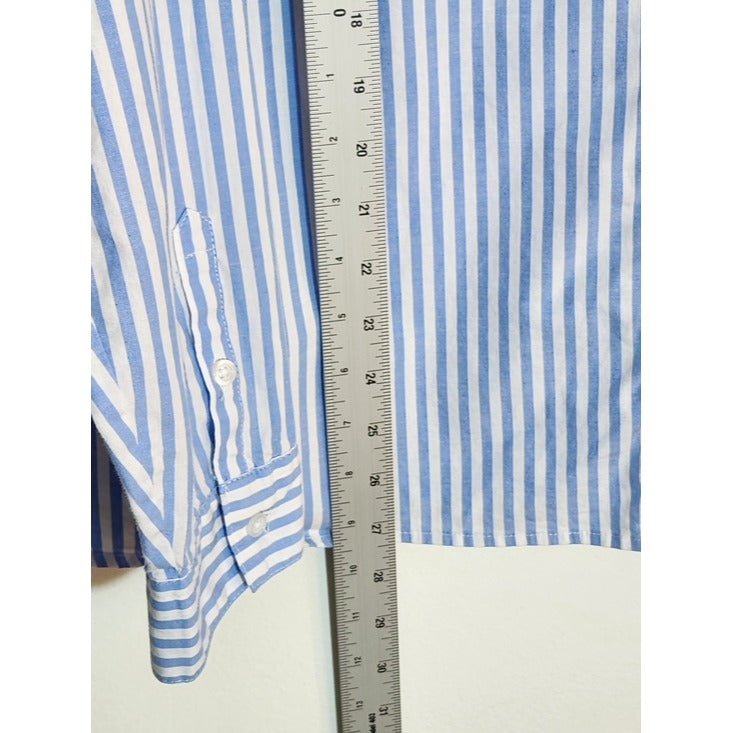 Croft & Barrow Blue and White Stripe Button Down Shirt Size XL