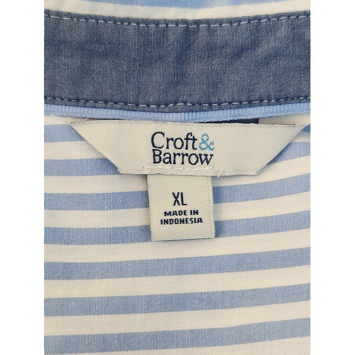 Croft & Barrow Blue and White Stripe Button Down Shirt Size XL
