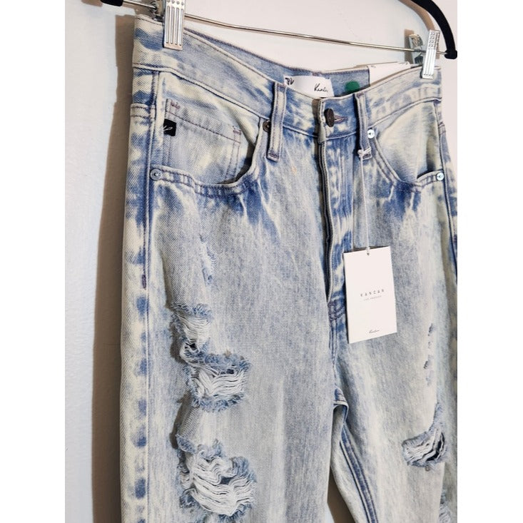 KanCan Light Wash Distressed 90s Boyfriend Jeans Size 5/26 NWT Flaw