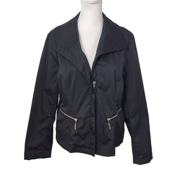 Chico's Black Moto Jacket Size Medium Black Zip-up Jacket