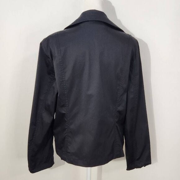Chico's Black Moto Jacket Size Medium Black Zip-up Jacket