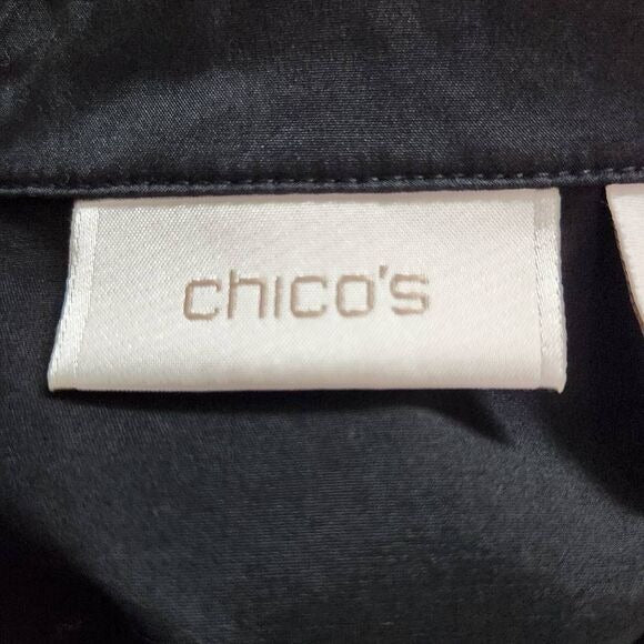 Chico's Black Moto Jacket Size Medium Black Zip-up Jacket