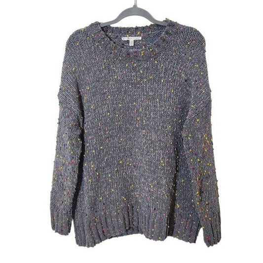 Seven7 Gray Crew Neck Sweater Size Large Gray Colorful Confetti Sweater