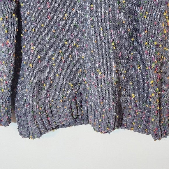 Seven7 Gray Crew Neck Sweater Size Large Gray Colorful Confetti Sweater