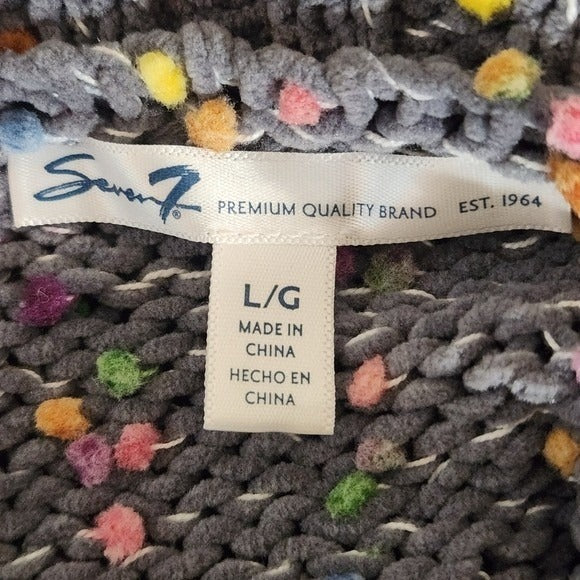 Seven7 Gray Crew Neck Sweater Size Large Gray Colorful Confetti Sweater