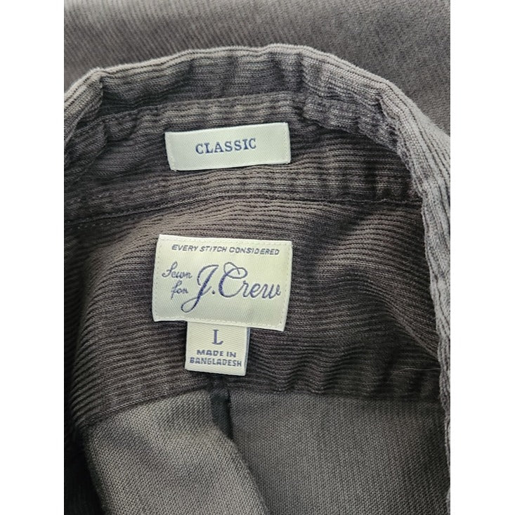 J. Crew Gray Corduroy Button Down Shirt Size Large