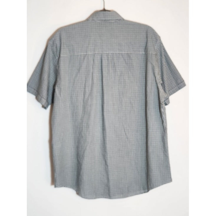Van Heusen Blue and Brown Plaid Short Sleeve Button Down Shirt Size Large