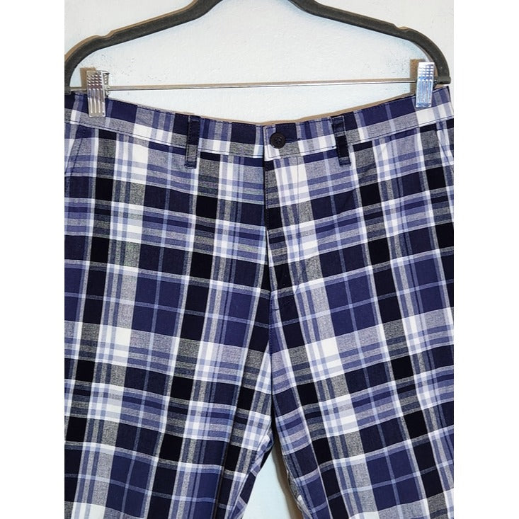 Sonoma Preppy Blue Plaid Shorts Size 33