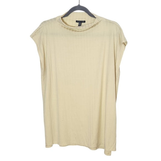 Eileen Fisher Pale Yellow Ribbed Top Size Large