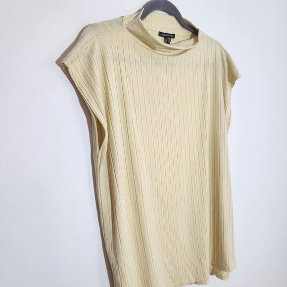 Eileen Fisher Pale Yellow Ribbed Top Size Large