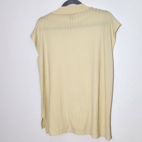 Eileen Fisher Pale Yellow Ribbed Top Size Large