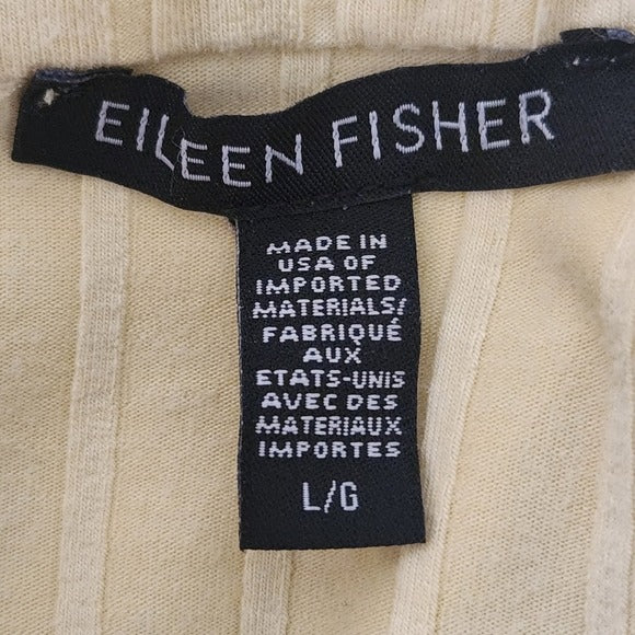 Eileen Fisher Pale Yellow Ribbed Top Size Large