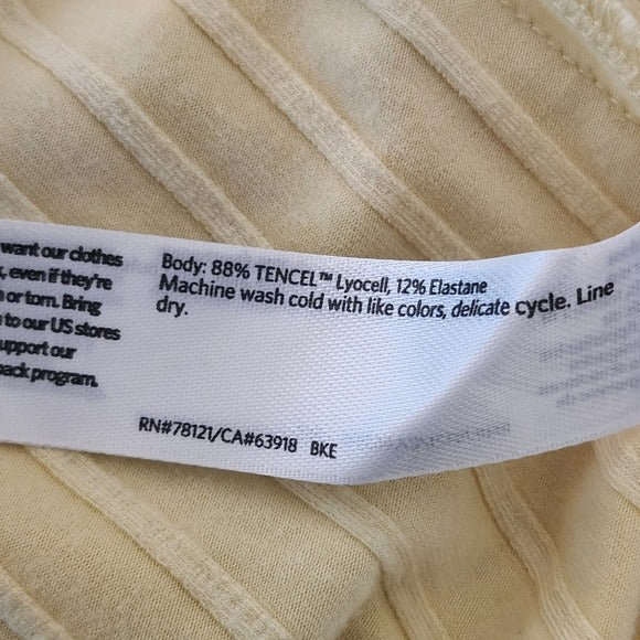 Eileen Fisher Pale Yellow Ribbed Top Size Large