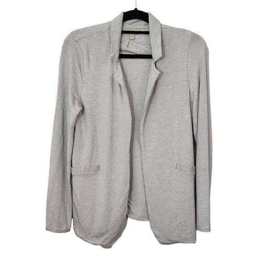 Bordeaux Stripe Knit Blazer Size XS Preppy Gray and White Knit Jacket