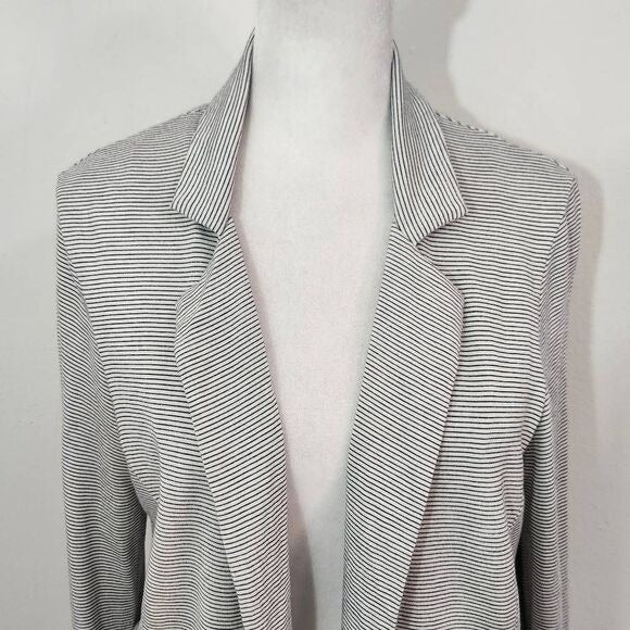 Bordeaux Stripe Knit Blazer Size XS Preppy Gray and White Knit Jacket