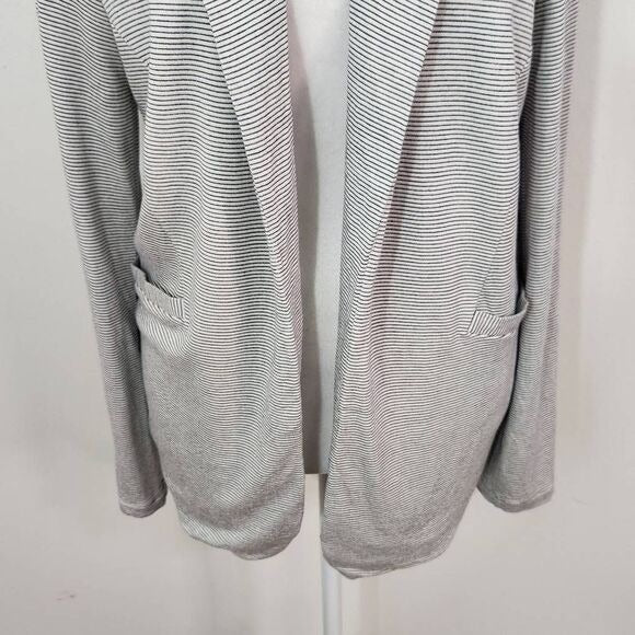 Bordeaux Stripe Knit Blazer Size XS Preppy Gray and White Knit Jacket